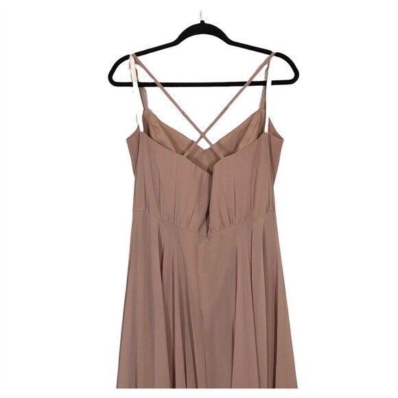 REVELRY Chiffon Pleated Sleeveless V-neck Cross Strappy Back Gown Dress Size 14 - Picture 5 of 12